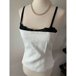 Zara Women's White and corset Crop-top size small